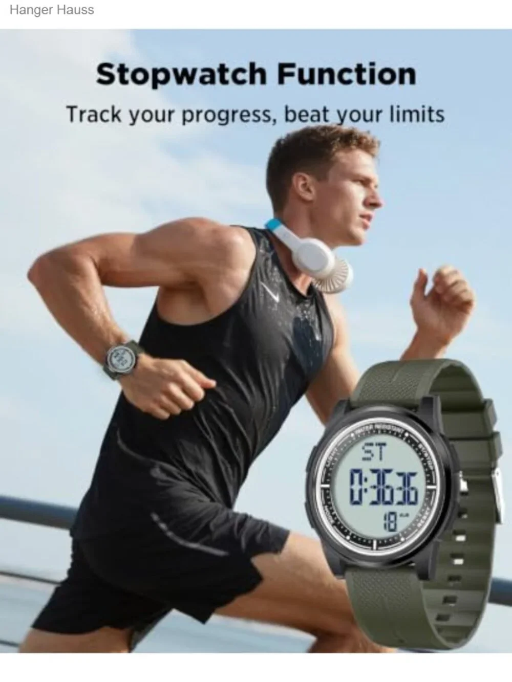 Ultra-Thin 50M Waterproof Digital Sports Watch with Alarm, Stopwatch, Countdown